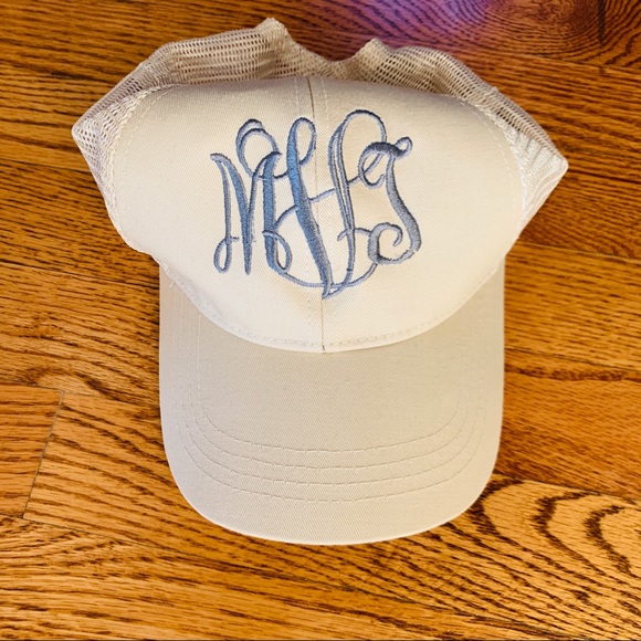 NWOT Cream MONOGRAMED Baseball Hat - Picture 7 of 7